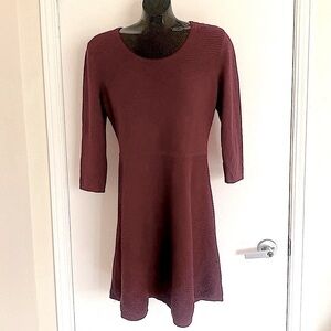 Justfab, red knit sweater dress, size X large, 3/4 Length sleeve short dress.